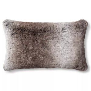Oblong Faux Fur Throw Pillow Neutral (cover only)